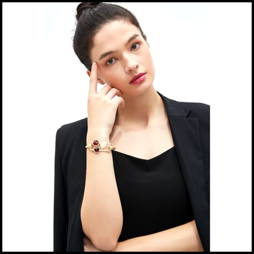 Gold Cuff Bracelet Open Bangle Stackable Boho Jew… - image 5